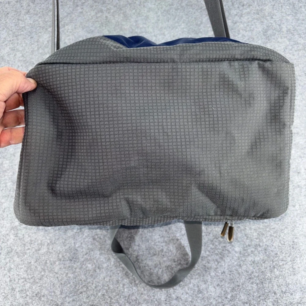 LL Bean Navy Blue Gray Ripstop Nylon Crossbody Shoulder Bag Utility Travel Tote